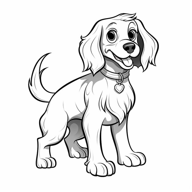 Photo picardy spaniel adorable cute angel cute coloring book kawaii line art