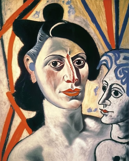 Picasso schilderij grote hoofden vrouw door Pablo Picasso