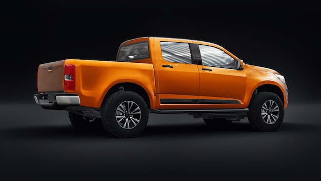 Pick-up auto op een zwarte achtergrond 3d-rendering