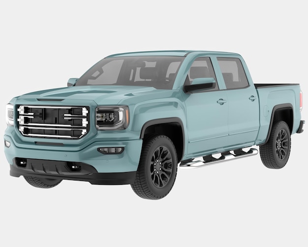 Pick-up truck geïsoleerd op achtergrond 3D-rendering illustratie