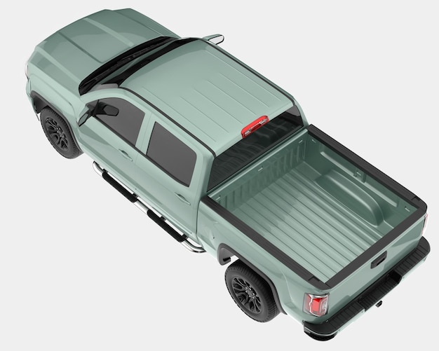 Pick-up truck geïsoleerd op achtergrond 3D-rendering illustratie