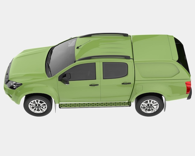 Pick-up truck geïsoleerd op achtergrond 3D-rendering illustratie