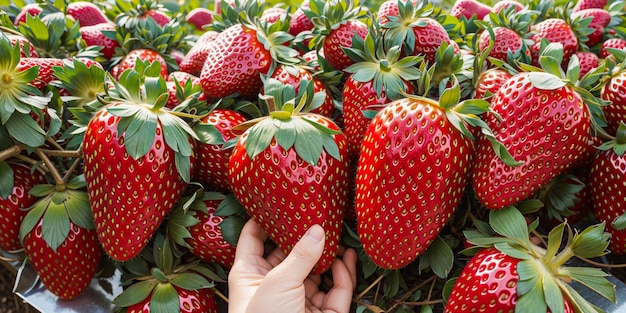 Picking strawberry