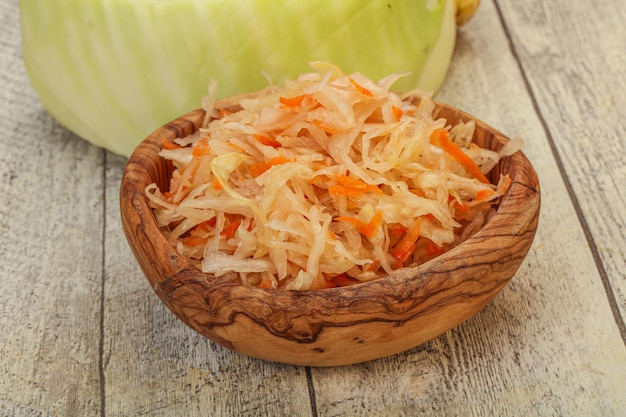 Pickled cabbage sauerkraut in the bowl