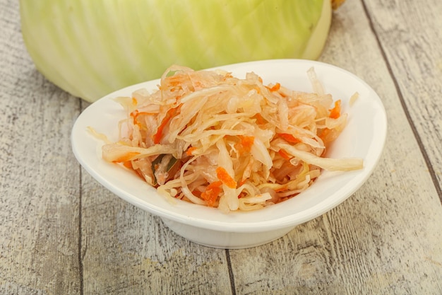 Pickled cabbage sauerkraut in the bowl