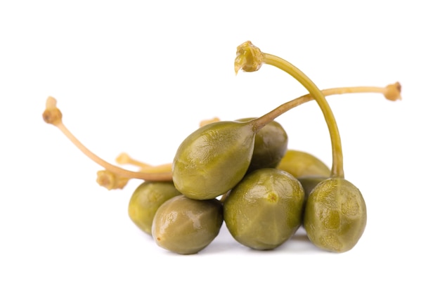 Pickled capers close up isolated