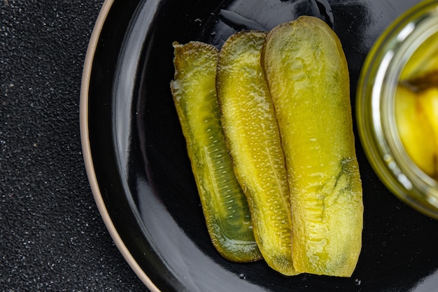 pickled cucumber slice for sandwich vegetable food meal snack on the table copy space food