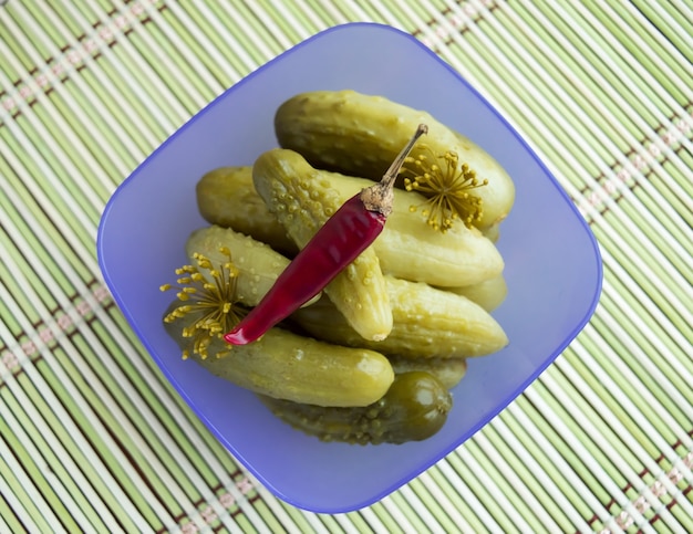 Pickled cucumbers gherkins.