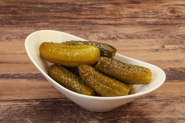 Pickled cucumbers in the plate