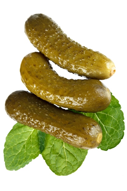 Photo pickled cucumbers on a white background.