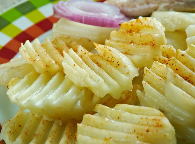 Pickled herring  with fried potatoes.Finnish style