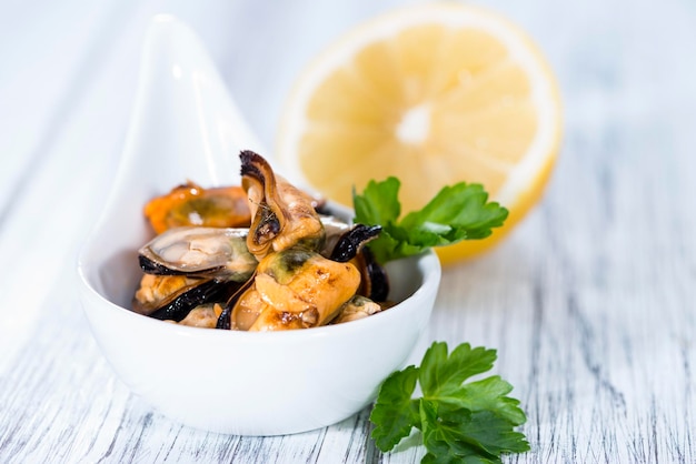 Pickled Mussels with fresh herbs