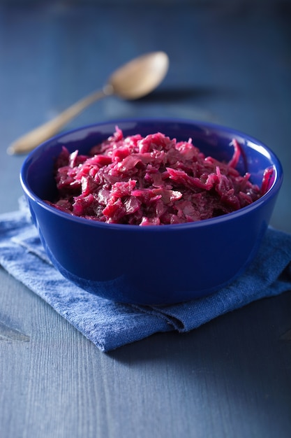 Pickled red cabbage in bowl