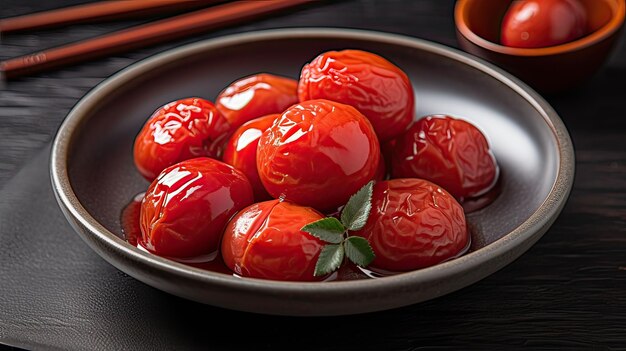 pickled tomatoes in a plate Marinated tomatoes