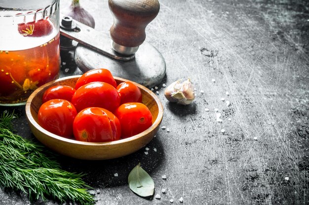 Pickled tomatoes on a plate