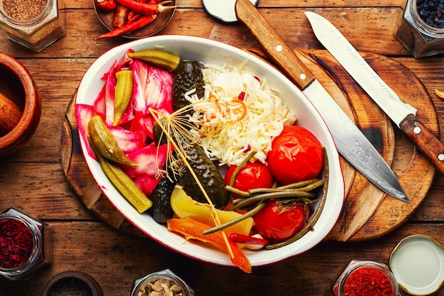 Pickled vegetables and sauerkraut