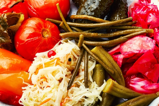 Pickled vegetables and sauerkraut