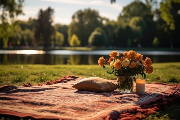 picknick op het parkgrondlandschap