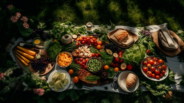 Picknickmand boordevol lekkers Generatieve Ai