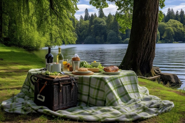 Picknickpanorama Een leuke buitenfoto