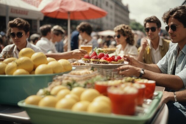 Foto picknickparade op de stoep