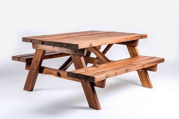 Picknicktafel Houten Op Witte Achtergrond Generatieve AI