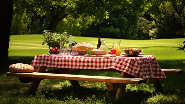 Picknicktafel in de open lucht