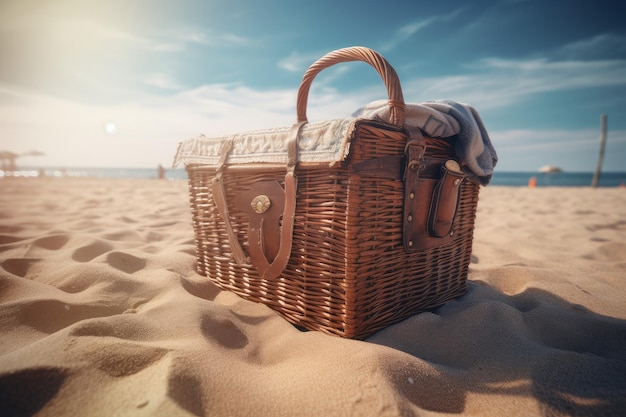 Picnic basket beach Generate Ai