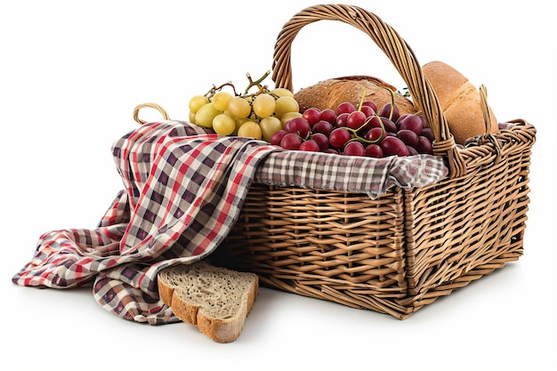 Picnic Baskets On White Background