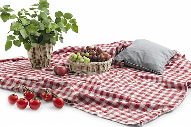 Picnic Blanket Outdoor On White Background