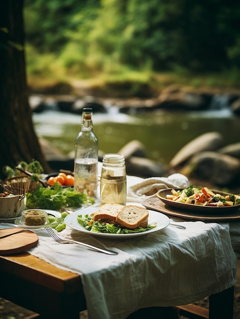 Picnic by the creek generated by AI