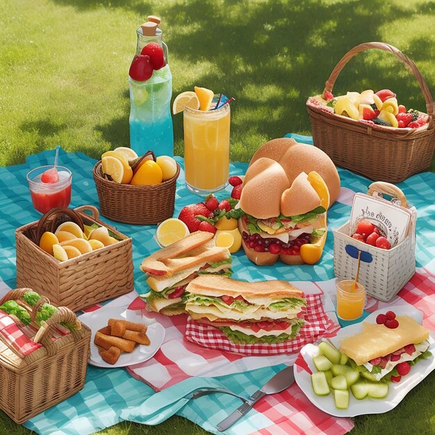 Photo picnic feast 8k wallpaper stock photographic image