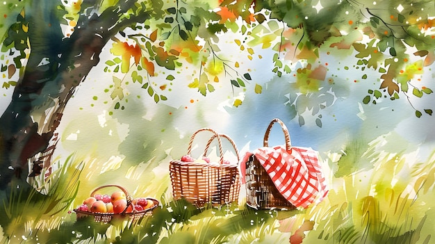 Picnic illustration in the park