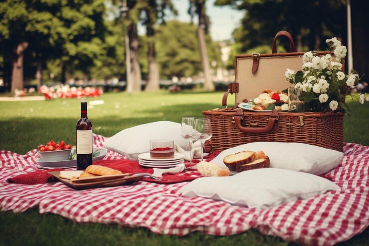 Photo picnic photos background and copy space