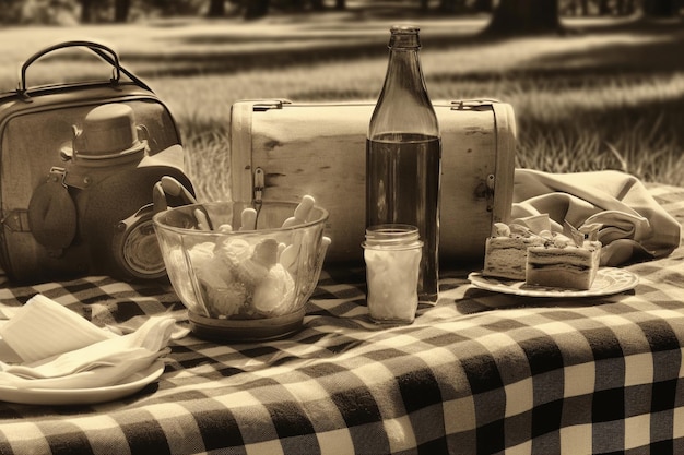 Picnic in sepia tones