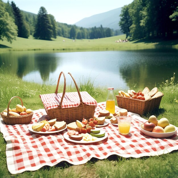 Foto picniclandschappen in de buitenlucht in de zomer