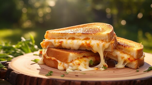 Foto picnicstyle gesmolten gegrilde kaas sandwich snack maaltijd