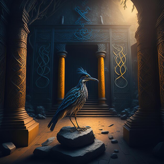 Pics design vogel bij de tempel concept art