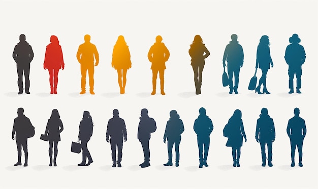 pictogram of people in color on a white background