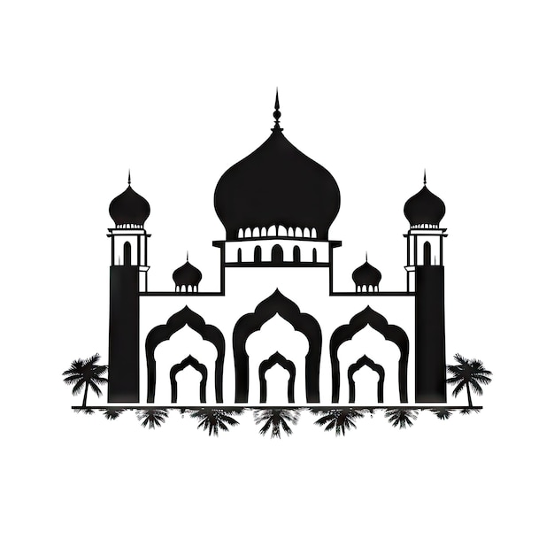 Foto pictogram van de perzische tempel azië paleis geïsoleerd oude moskee silhouet historisch perzisch kasteel minimaal ontwerp tempel gebouw buitenkant op witte achtergrond ai generatieve illustratie