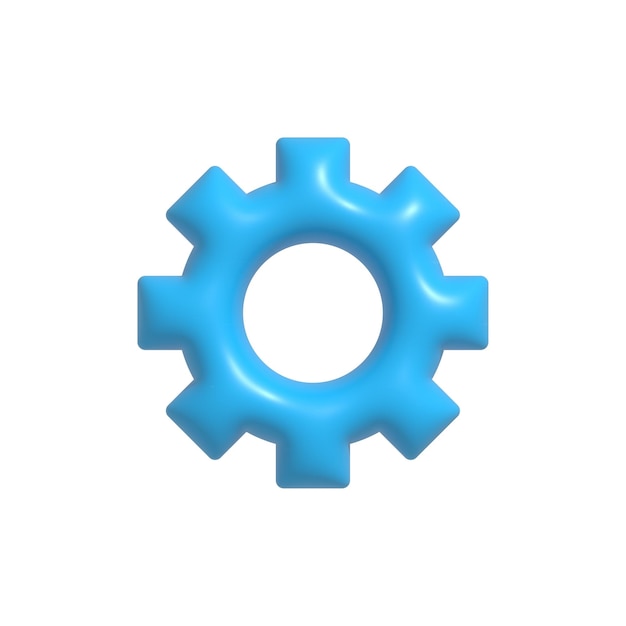 Pictogram voor 3d-instellingen tandwielsymbool reparatie optimaliseren werkstroomconcept 3d-rendering