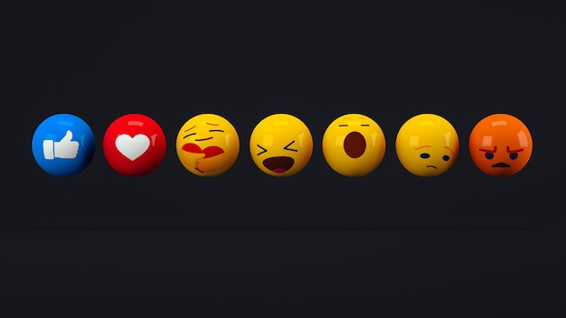 Foto pictogrammen en emoji's om te stemmen voor sociale media geïsoleerd op zwart