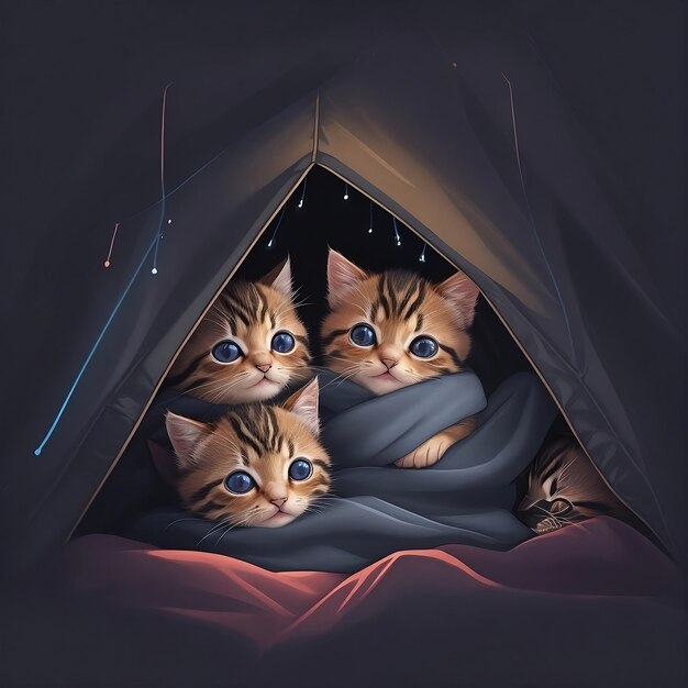 a picture of a adorable kittens in a cozy blanket fort generate by AI