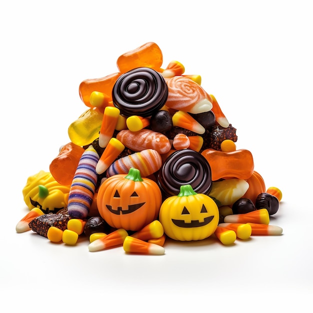 A picture of all kinds of delicious Halloween candy