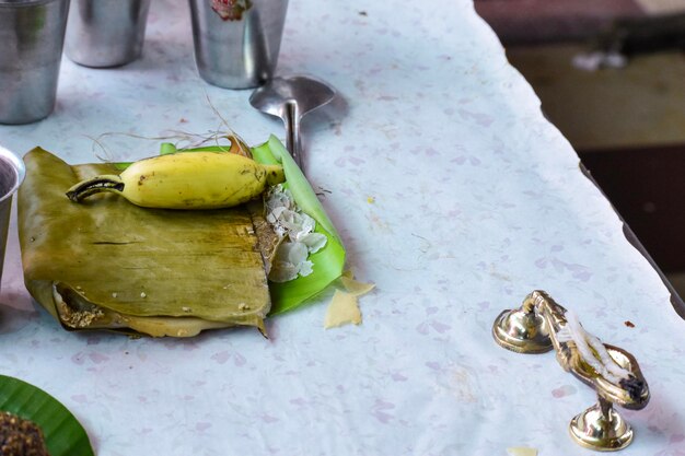 Photo a picture of aranmula valla sadhya which is a ritual offering feast to the oarsmen of the snake boat