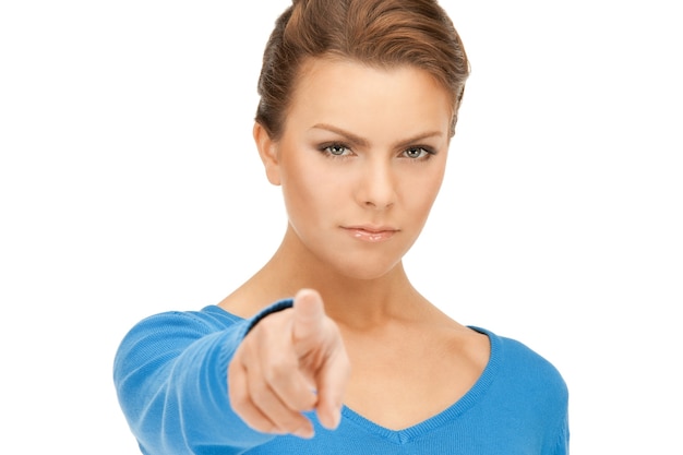 picture of attractive businesswoman pointing her finger