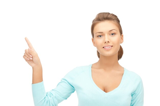 picture of attractive businesswoman pointing her finger