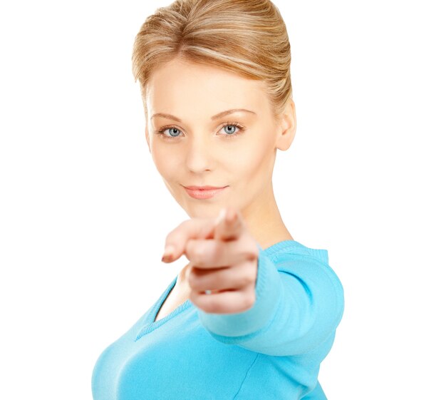 picture of attractive businesswoman pointing her finger