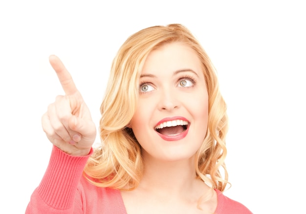 picture of attractive businesswoman pointing her finger