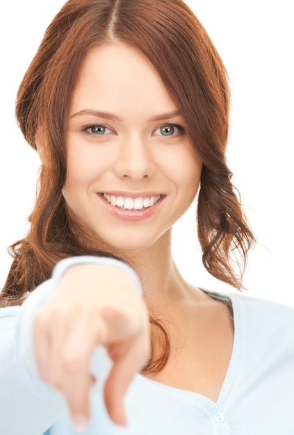 picture of attractive businesswoman pointing her finger